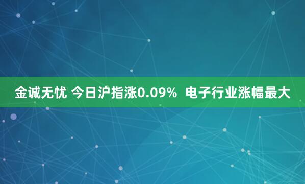 金诚无忧 今日沪指涨0.09%  电子行业涨幅最大